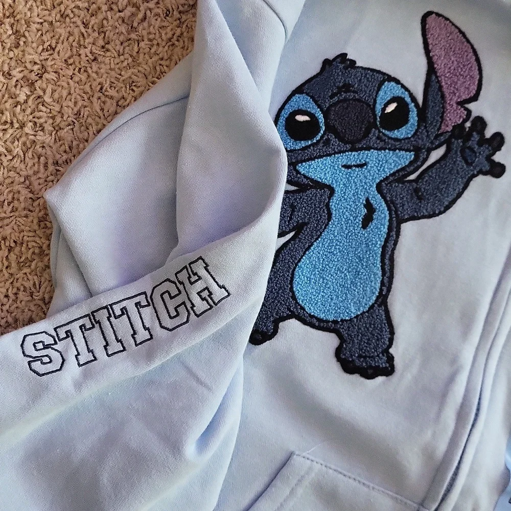STITCH Disney full zip sweatshirt, hoodie, blue, large - Picture 10 of 16